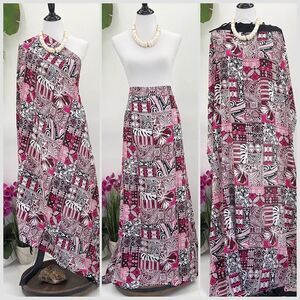 Red/White/Black Tapa Quilt Tropical Design MAXI SARONG Kīkepa Pareo Beach Wrap S